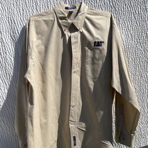 Caterpillar tan button down work shirt XL